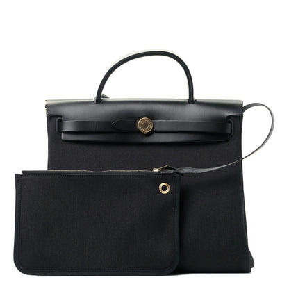 Hermes Military Toile Vache Hunter Herbag Zip PM 31 Black 1 of 5