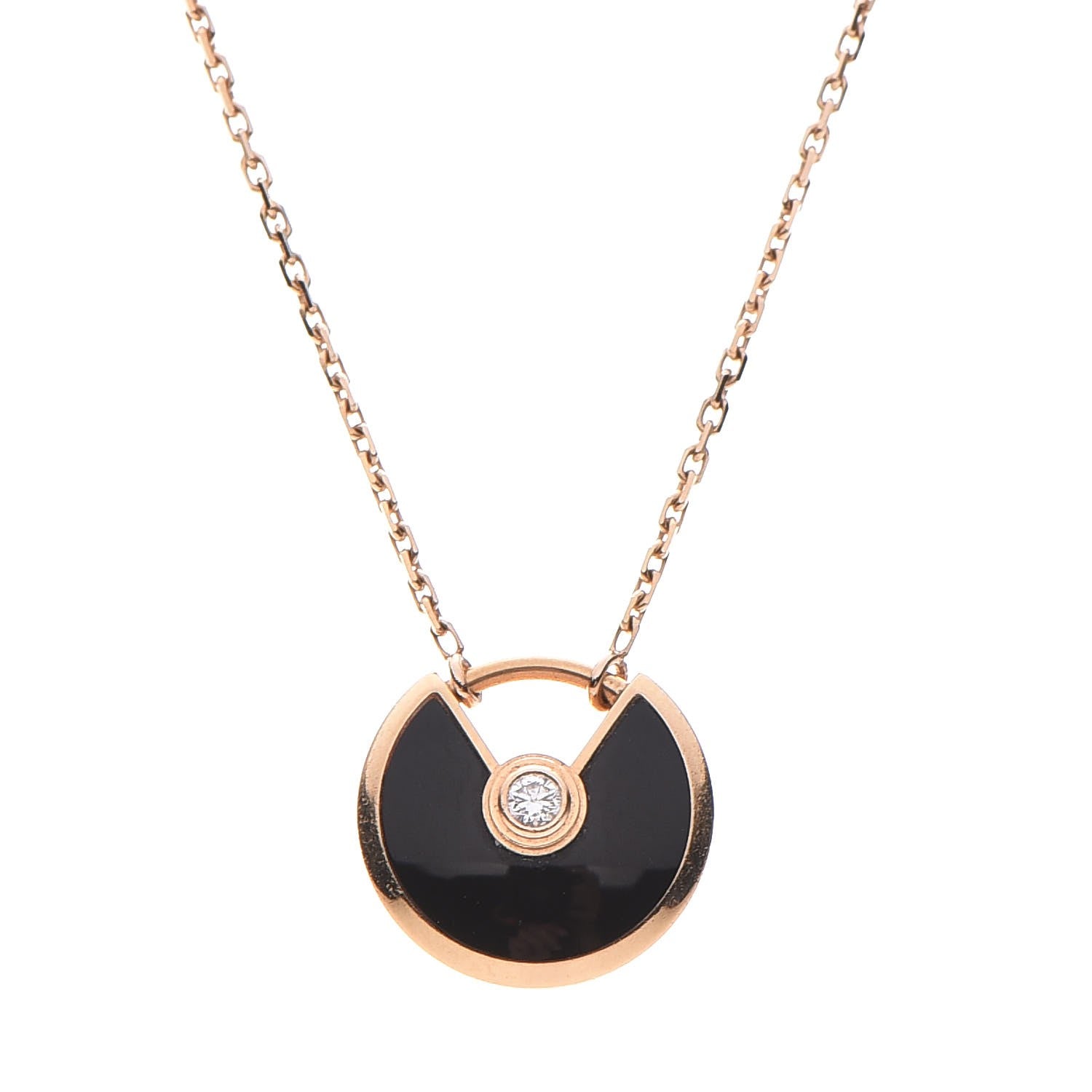 Cartier 18K Pink Gold Diamond Black Onyx XS Amulette de Cartier Pendant Necklace 4 of 7