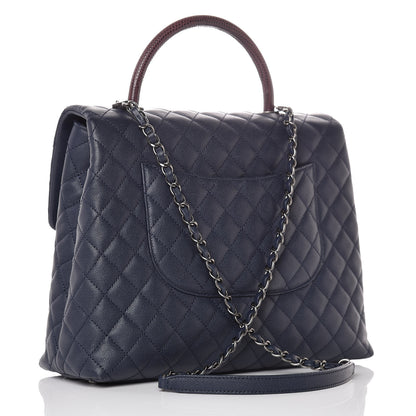 Chanel Caviar Lizard Quilted Large Coco Handle Flap Blue 4 of 10
