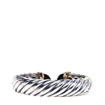 David Yurman Sterling Silver 18K Yellow Gold Black Onyx 15mm Waverly Bracelet 3 of 7