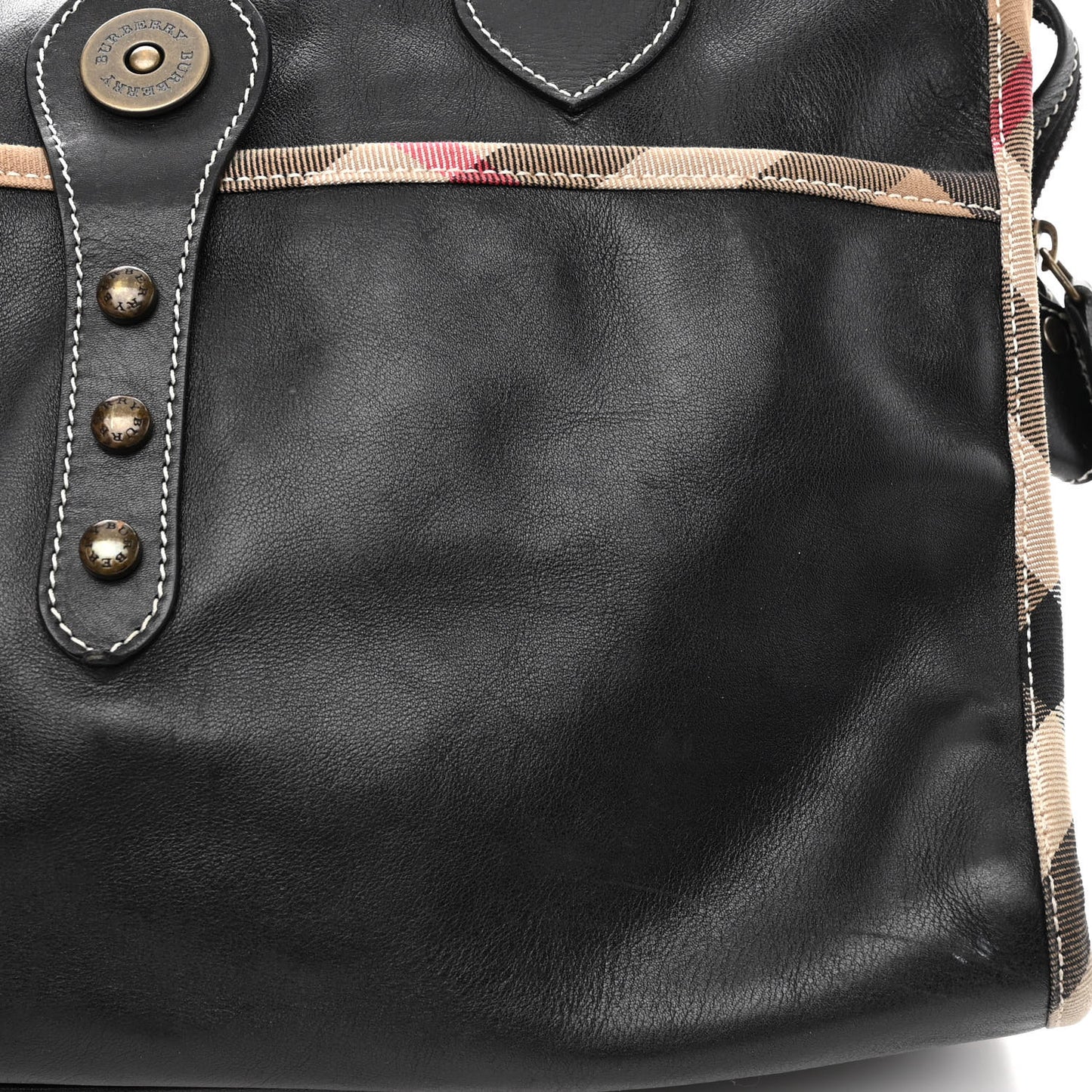 Grainy Calfskin Nova Check Tote Black