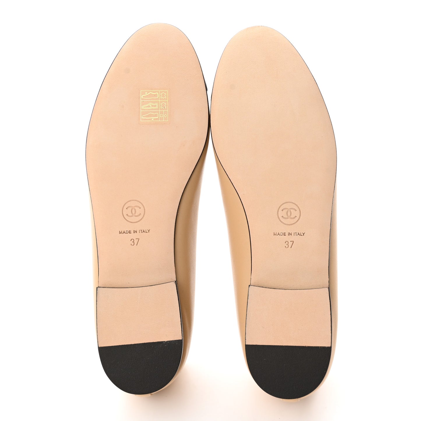 Lambskin Cap Toe CC Ballerina Flats 37 Beige Black
