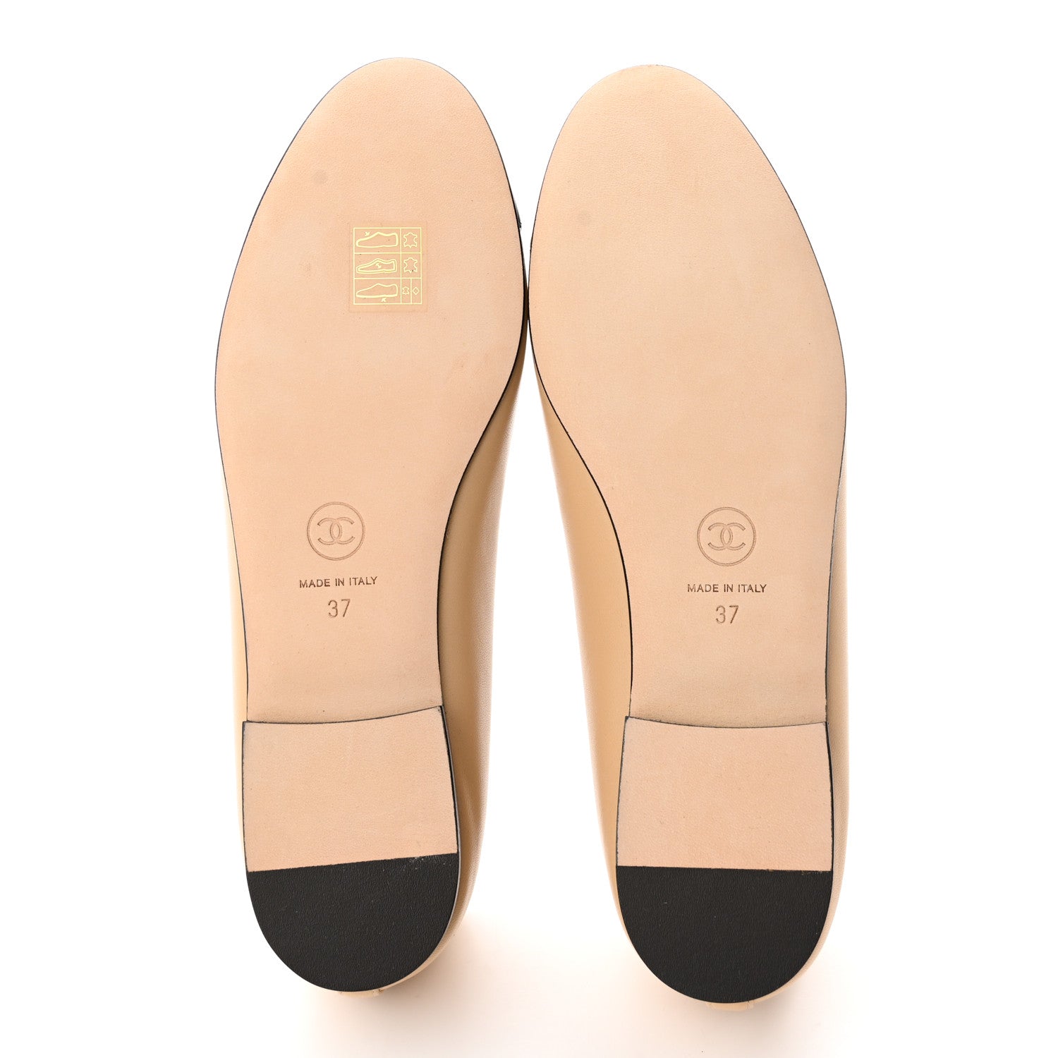Chanel Lambskin Cap Toe CC Ballerina Flats 37 Beige Black 5 of 15