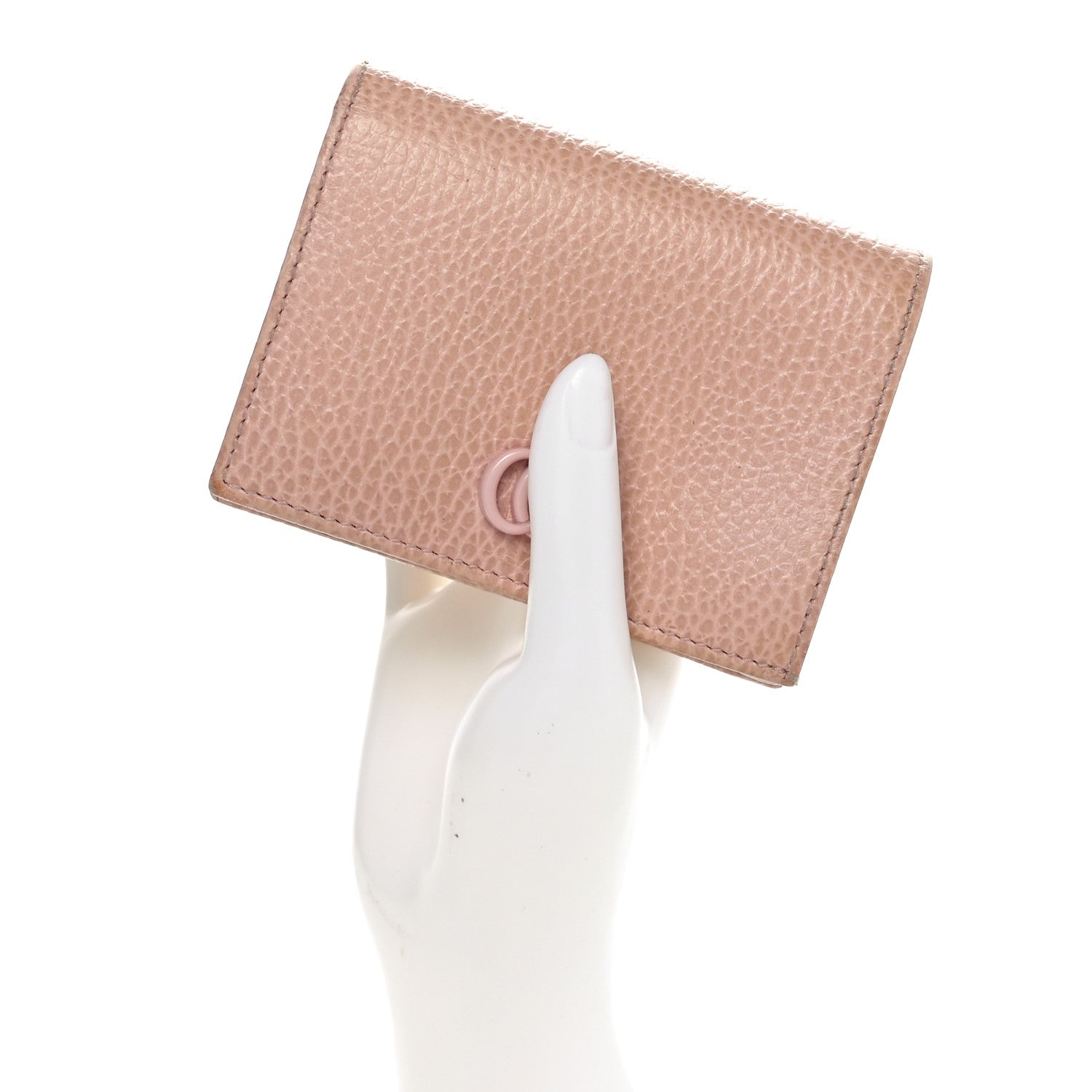 Gucci Dollar Calfskin Enamel Monochrome GG Marmont Card Case Perfect Pink 2 of 11