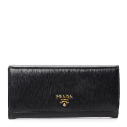 Prada Vitello Move Continental Flap Wallet Black 1 of 11