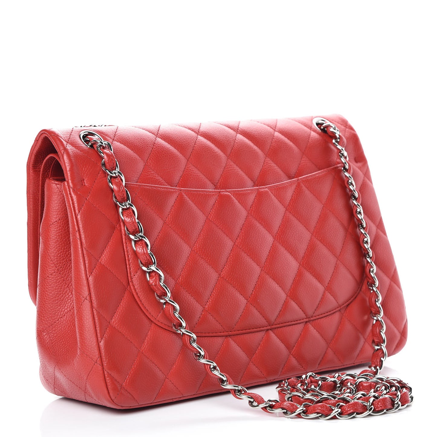Caviar Quilted Jumbo Double Flap Red