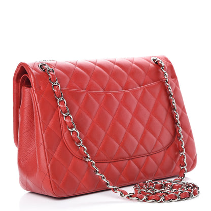 Chanel Caviar Quilted Jumbo Double Flap Red 3 of 12