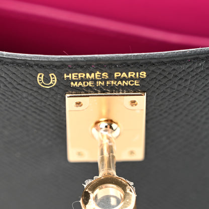 Hermes Epsom Horseshoe Mini Kelly Sellier 20 Black Rose Pourpre 5 of 9