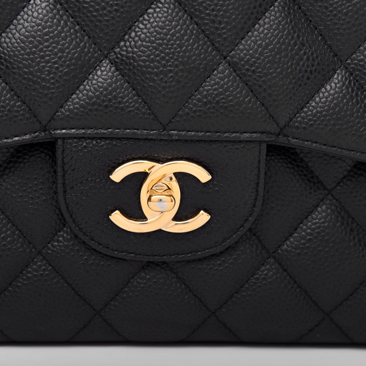 Caviar Quilted Jumbo Double Flap Black