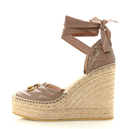 Gucci Nappa Matelasse GG Marmont Ankle Wrap Platform 35/120mm Espadrille Wedges 38 Porcelain Rose 1 of 10