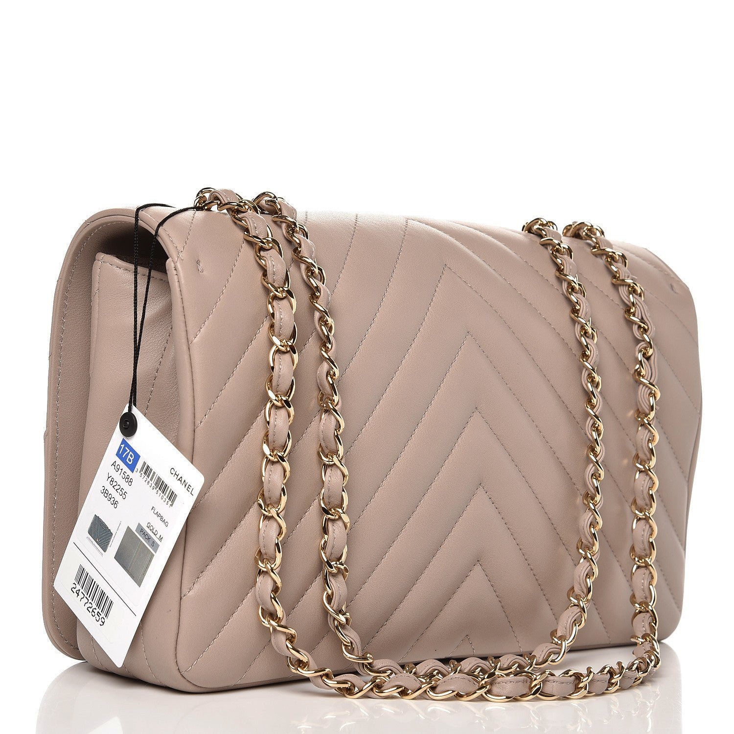 Chanel Calfskin Chevron Quilted Medium Statement Flap Grey 3 of 10