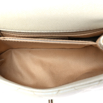 Chanel Iridescent Caviar Quilted Extra Mini Coco Handle Flap White 5 of 9