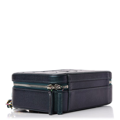 Chanel Iridescent Caviar Quilted Medium CC Filigree Vanity Case Dark Turquoise 4 of 10