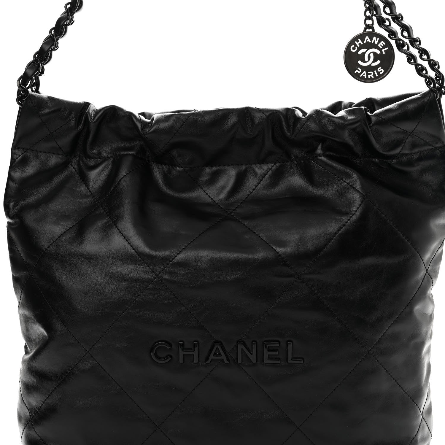 Chanel Shiny Calfskin Quilted Small Chanel 22 So Black 9 of 12