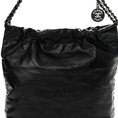 Chanel Shiny Calfskin Quilted Small Chanel 22 So Black 9 of 12