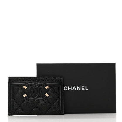 Chanel Caviar Quilted Filigree Card Holder Black 9 of 9