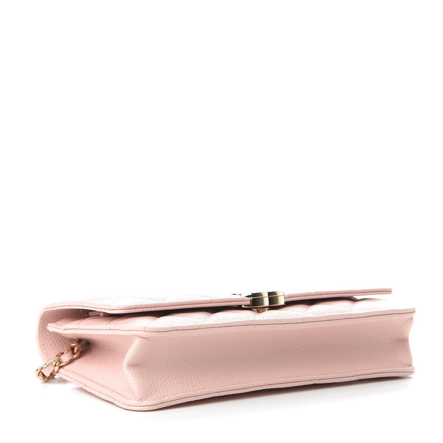 Caviar Quilted Enamel Wallet on Chain WOC Light Pink