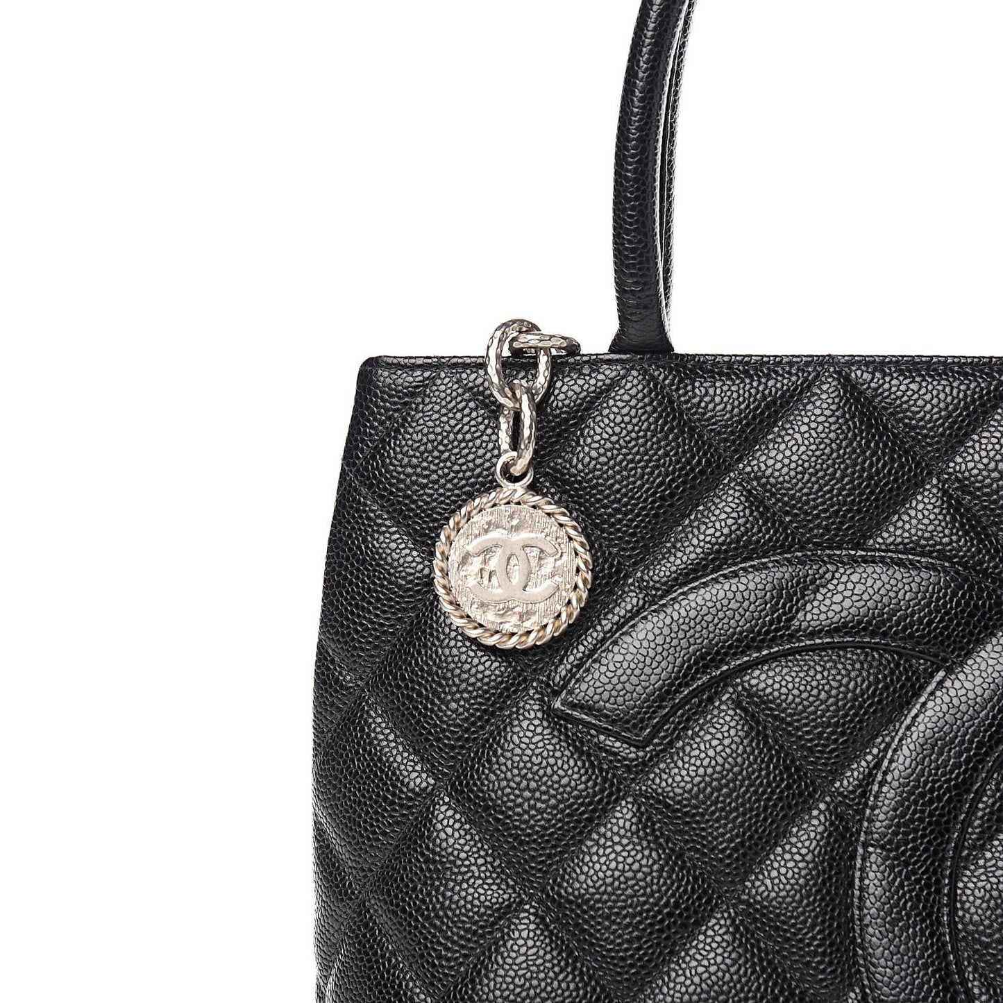 Caviar Quilted Medallion Tote Black