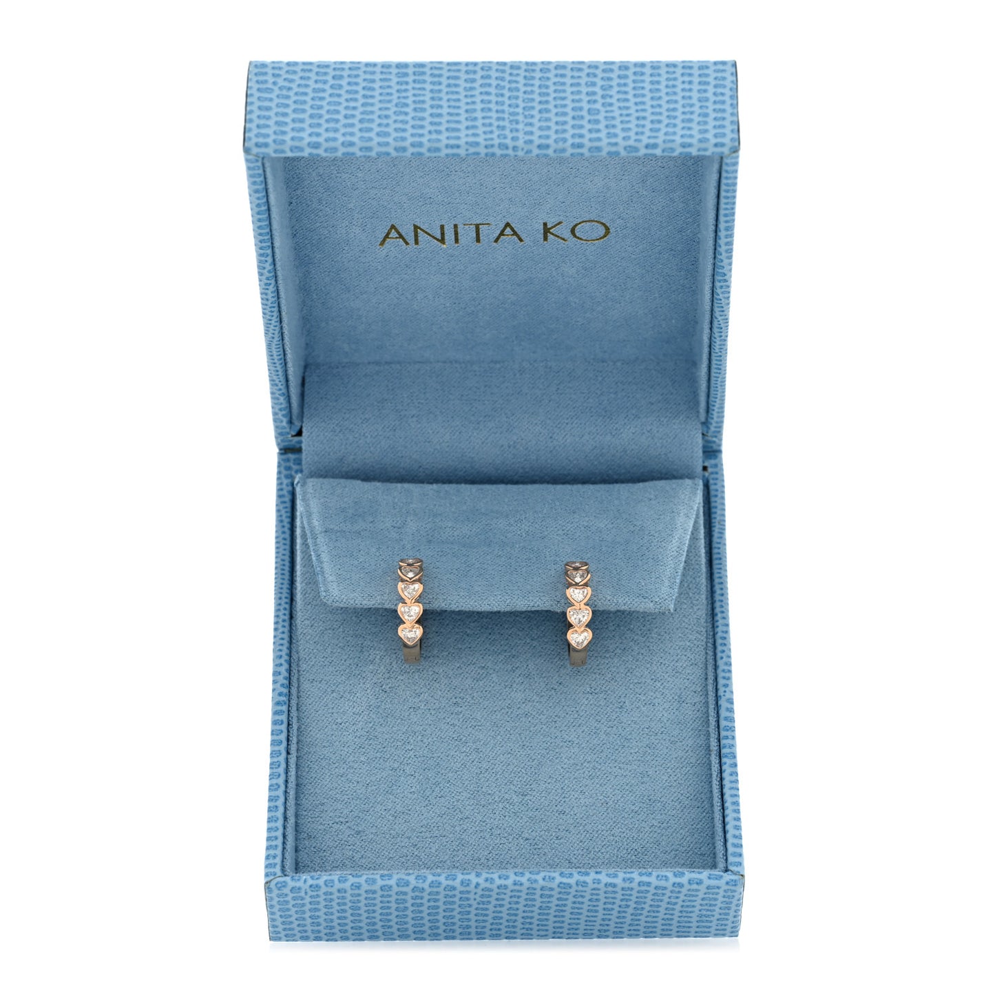 18K Rose Gold Diamond Bezel Heart Hoop Earrings