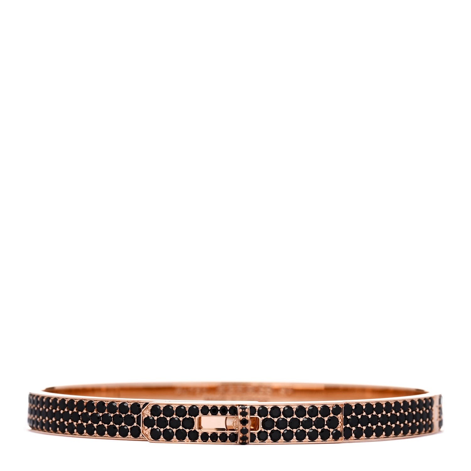 Hermes 18K Rose Gold Black Spinel PM Kelly Pave Bracelet SH 1 of 4
