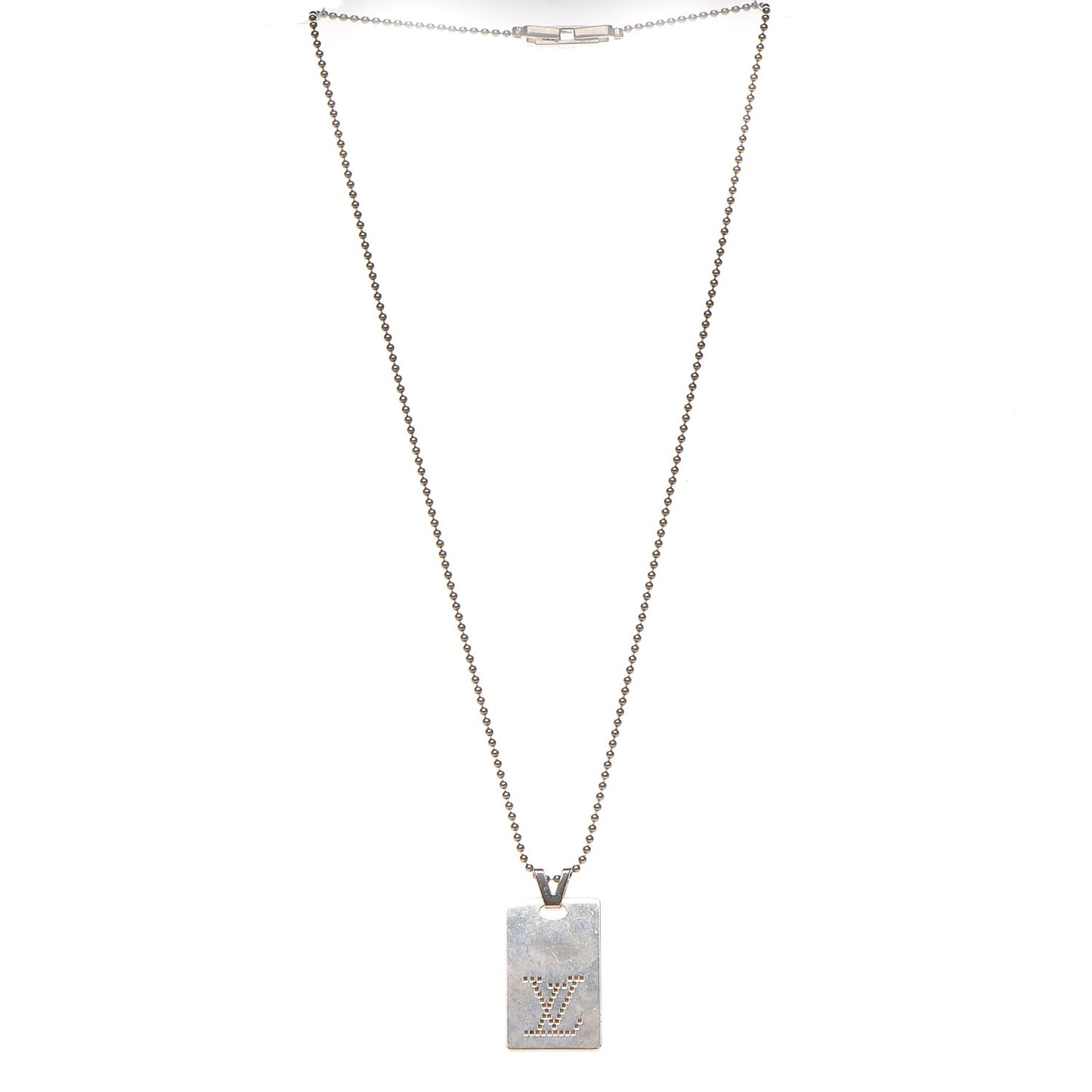 Sterling Silver LV Dog Tag Necklace