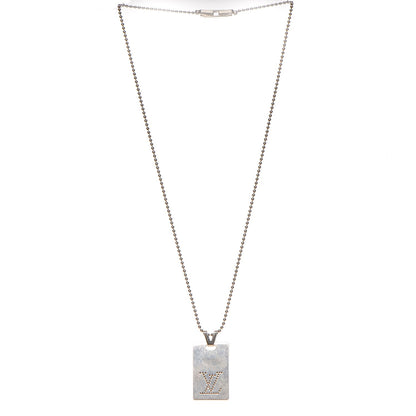 Louis Vuitton Sterling Silver LV Dog Tag Necklace 5 of 9