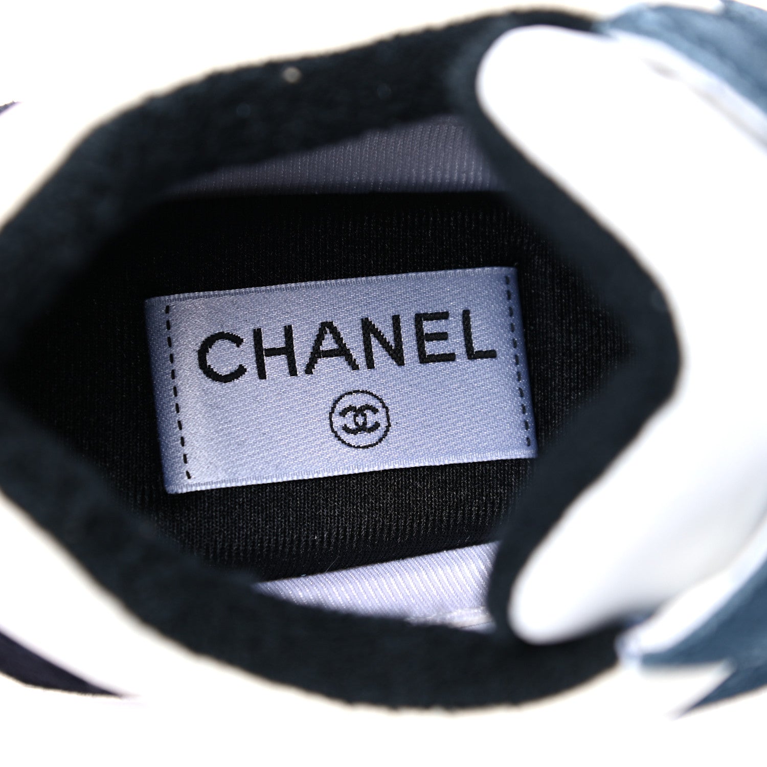 Chanel Nylon Calfskin Suede CC Womens Sneakers 39 Navy White Orange 7 of 14