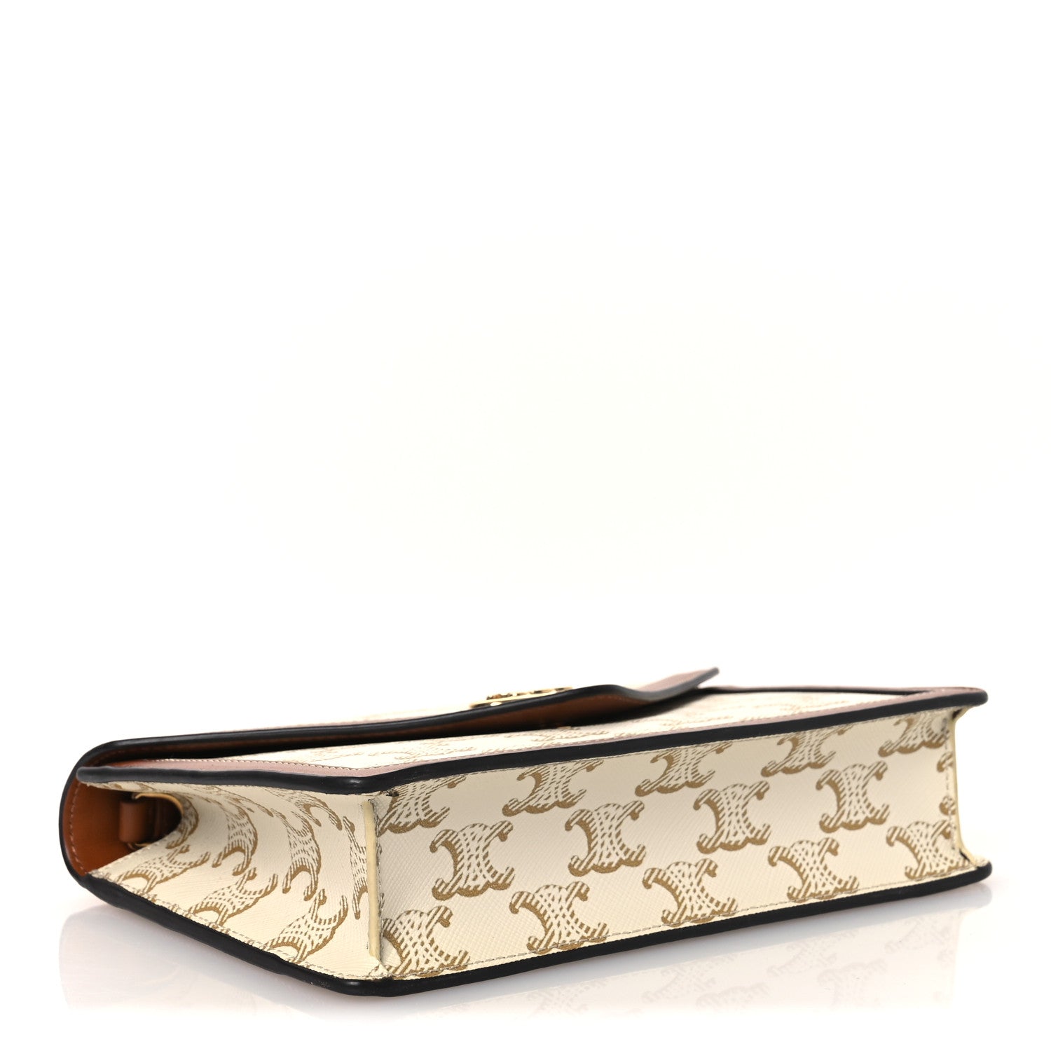 Celine Triomphe Canvas Calfskin Maillon Wallet on Chain White 4 of 12