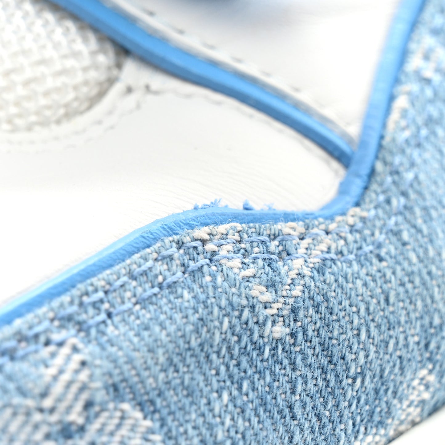 Calfskin Monogram Denim Mens LV Trainer Sneakers 9 Blue White