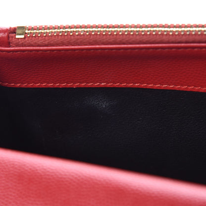 Saint Laurent Grain De Poudre Matelasse Chevron Monogram Envelope Chain Wallet New Red 8 of 9
