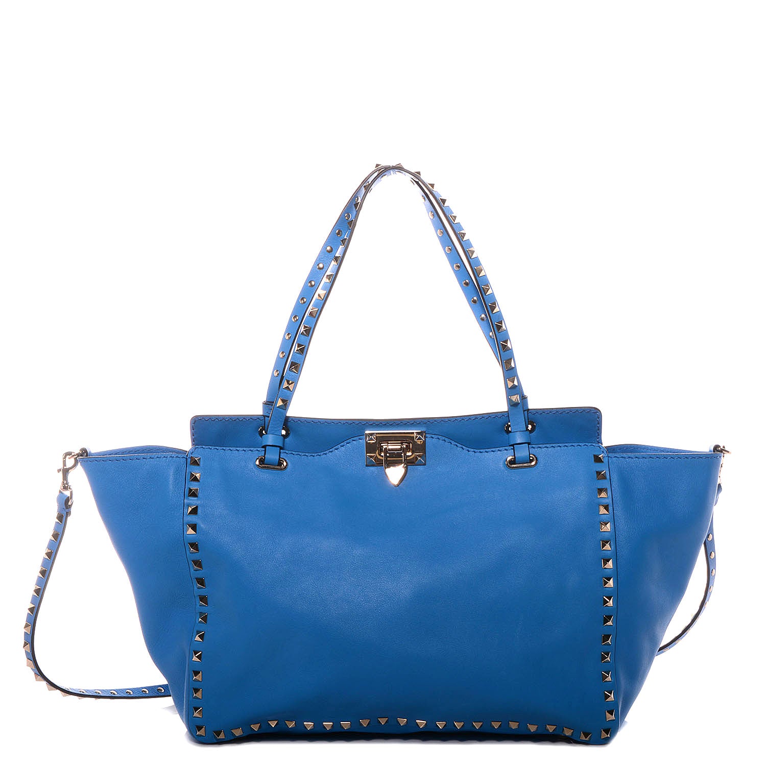 Valentino Garavani Vitello Medium Rockstud Tote Blue Fluo 1 of 8