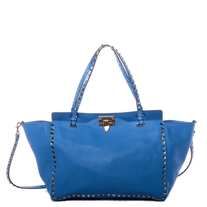 Valentino Garavani Vitello Medium Rockstud Tote Blue Fluo 1 of 8