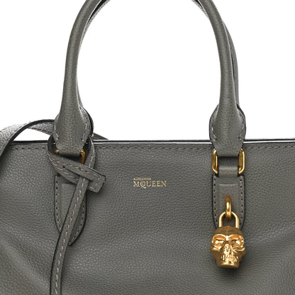Alexander McQueen Pebbled Calfskin Small Skull Padlock Zip Around Tote Grey 8 of 14