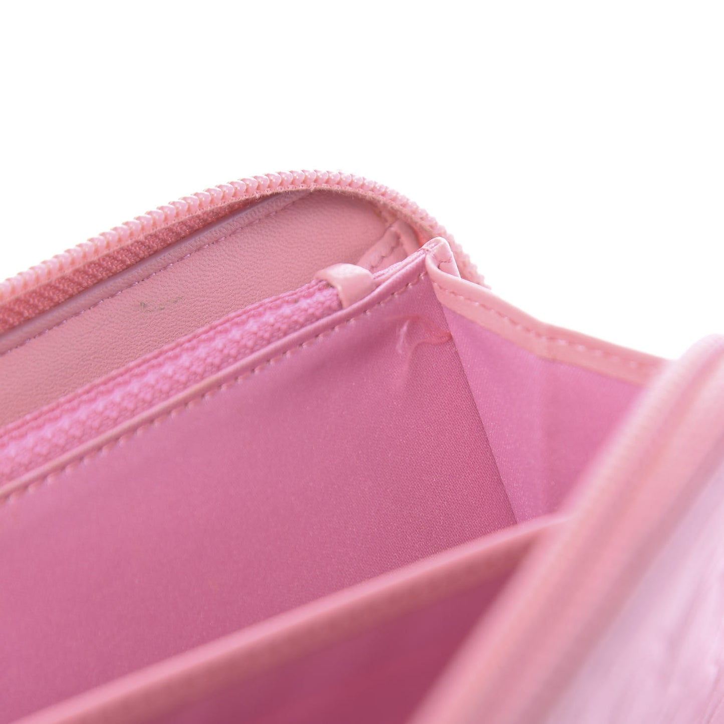Lambskin Camellia Embossed Zip Around Large Gusset Wallet Pink