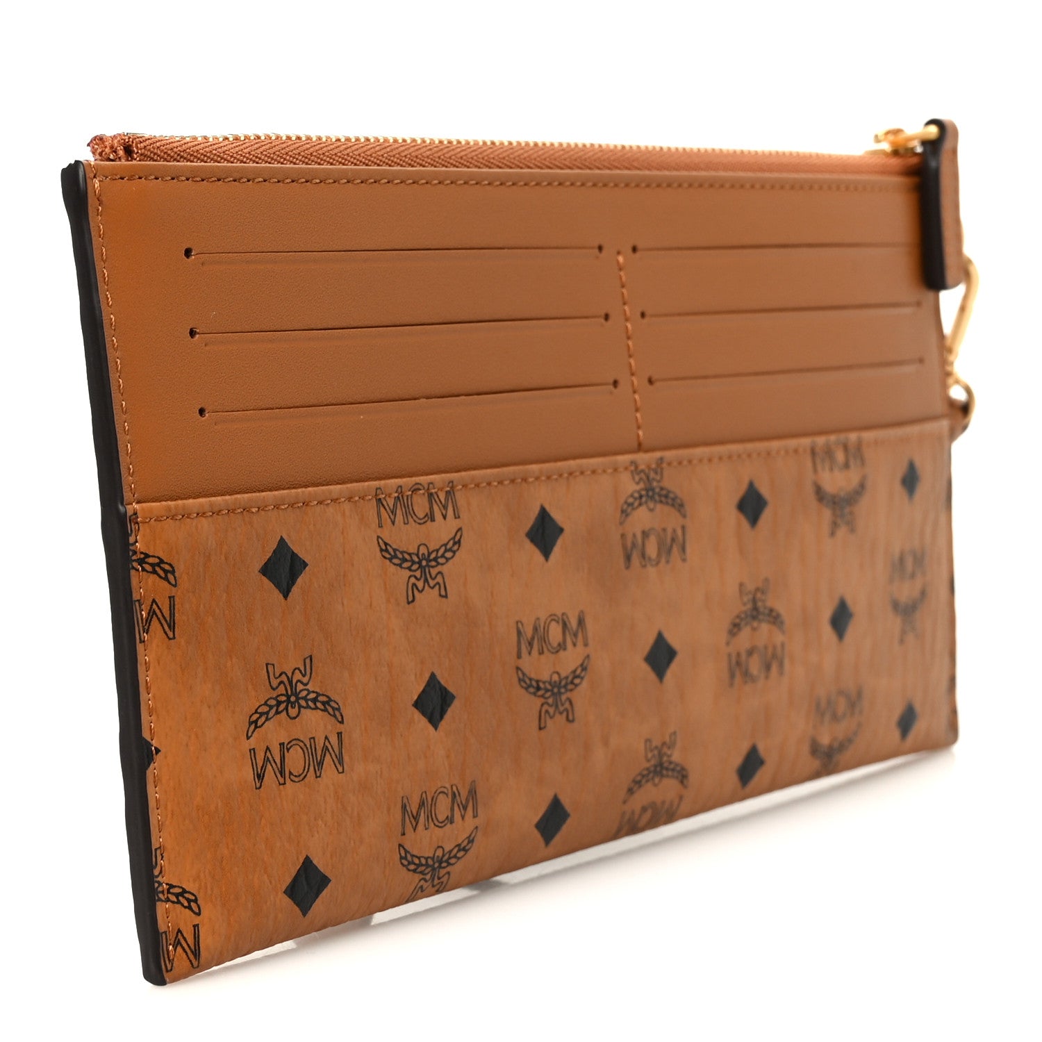 MCM Visetos Aren Wristlet Card Pouch Cognac 3 of 8