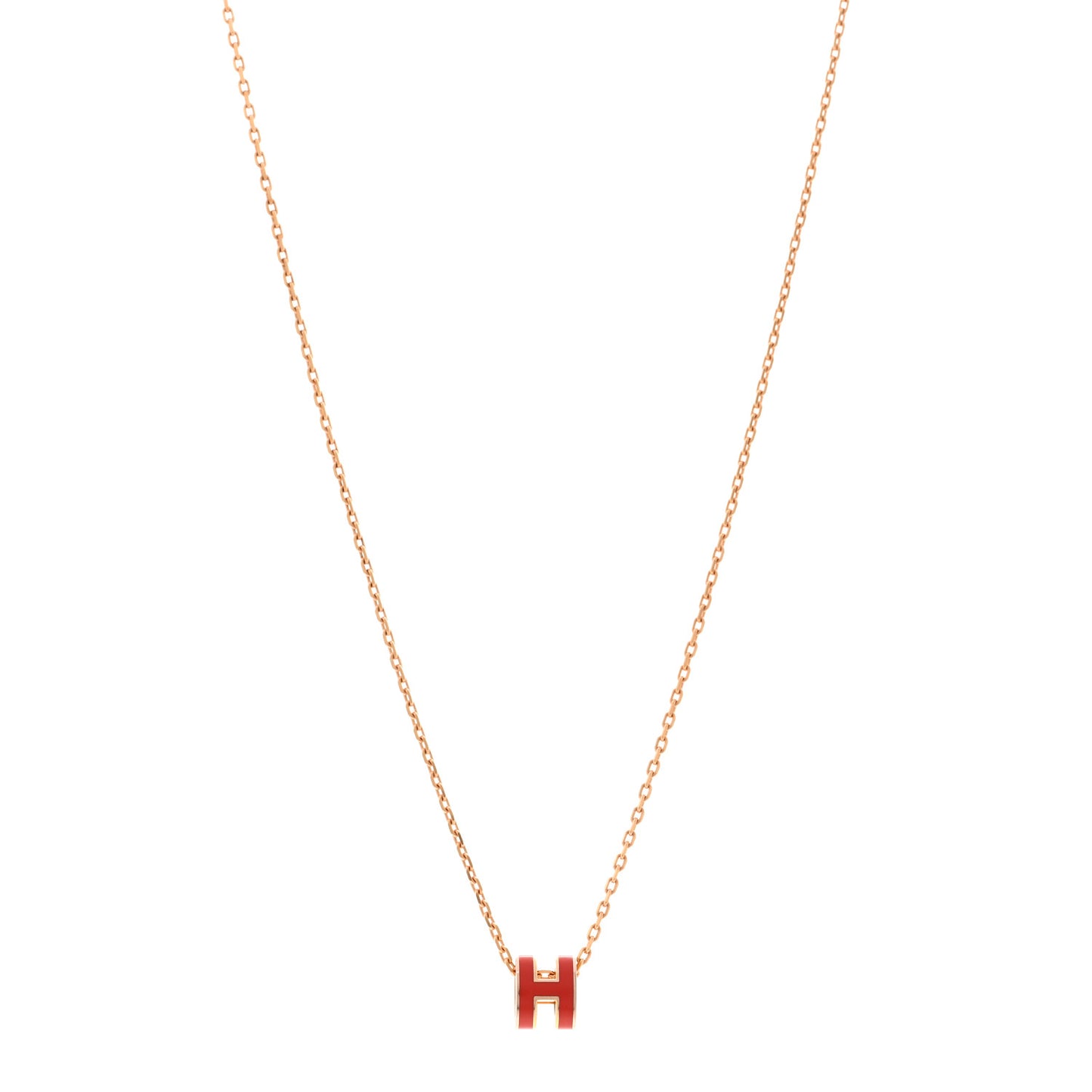 Lacquered Rose Gold Mini Pop H Pendant Necklace Orange