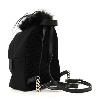 Fendi Nylon Vitello Dolce Goat Fox Fur Crocodile Monster Eyes Mini Backpack Black Sunflower 5 of 19