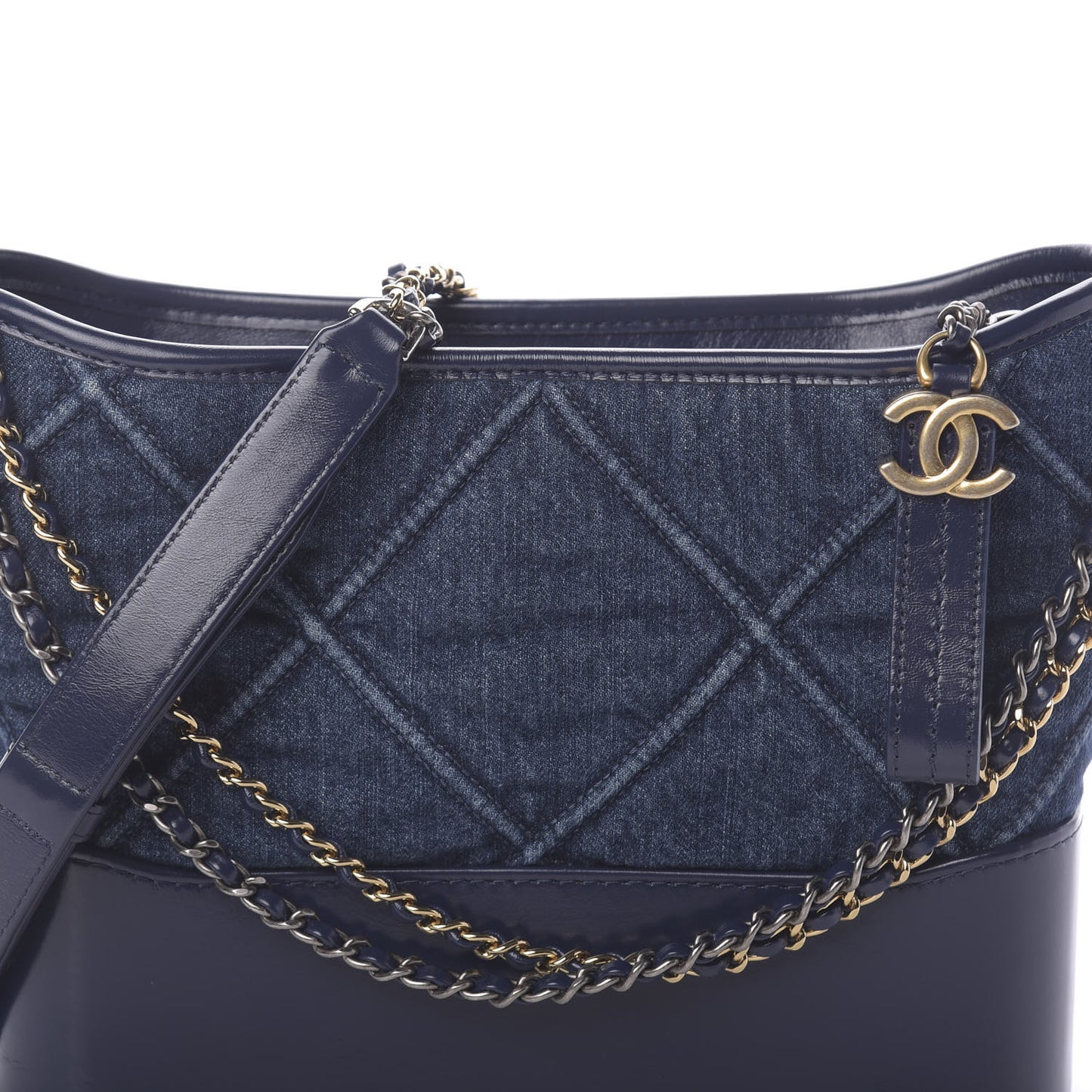 Denim Calfskin Small Gabrielle Hobo Blue