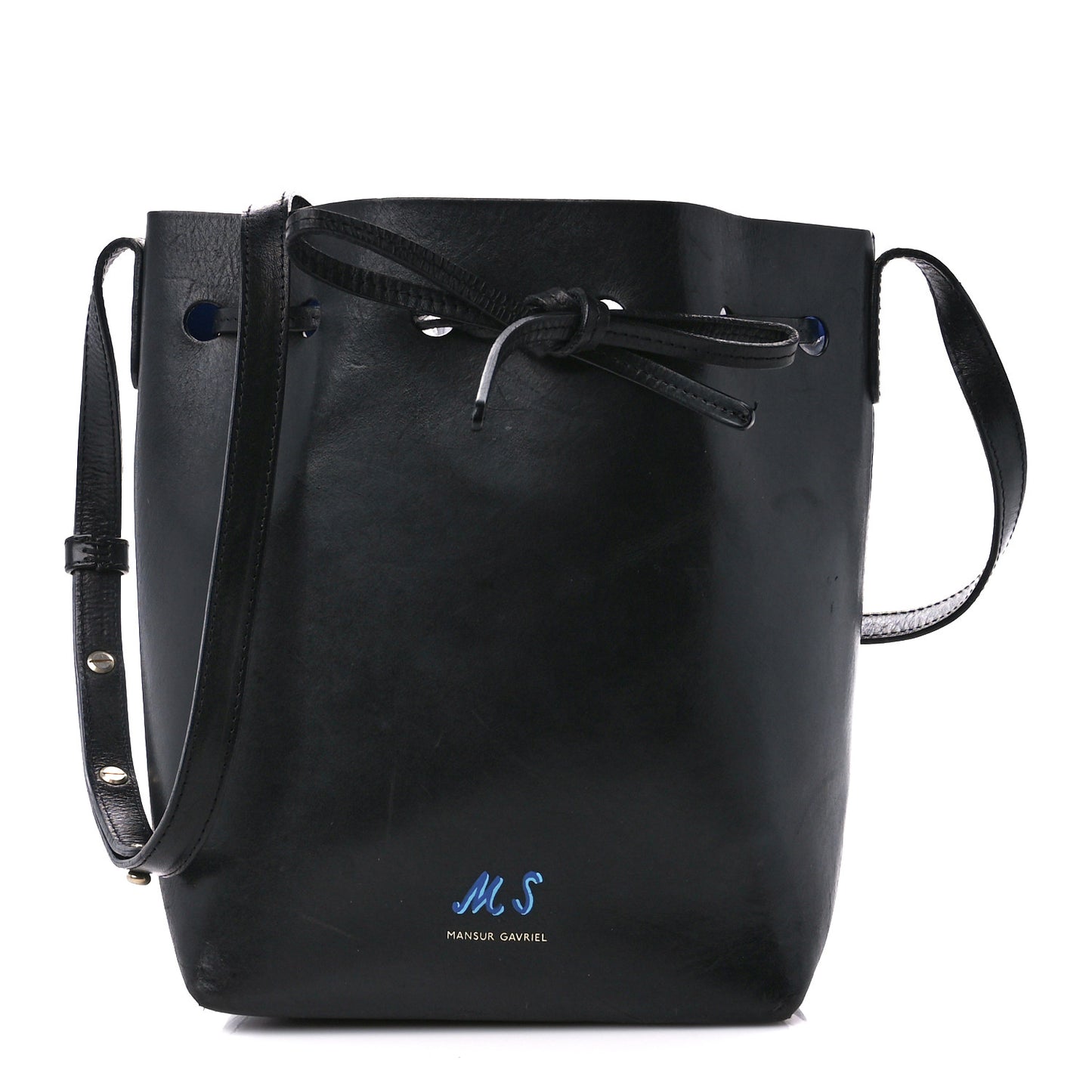 Vegetable Tanned Calfskin Bucket Bag Black Royal