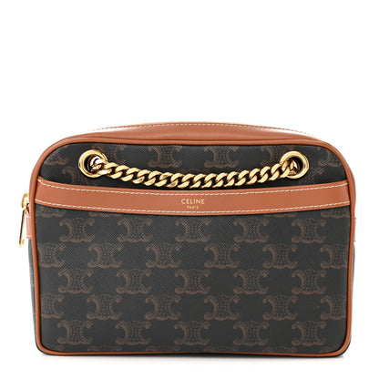Celine Triomphe Canvas Calfskin Medium Patapans Tan 1 of 11