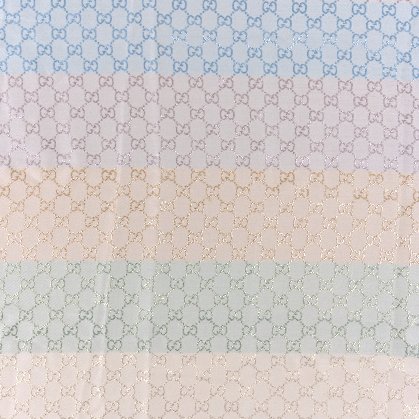 Viscose Cotton Silk Jacquard GG Monogram Shiny Summer Square Shawl Ivory Multicolor