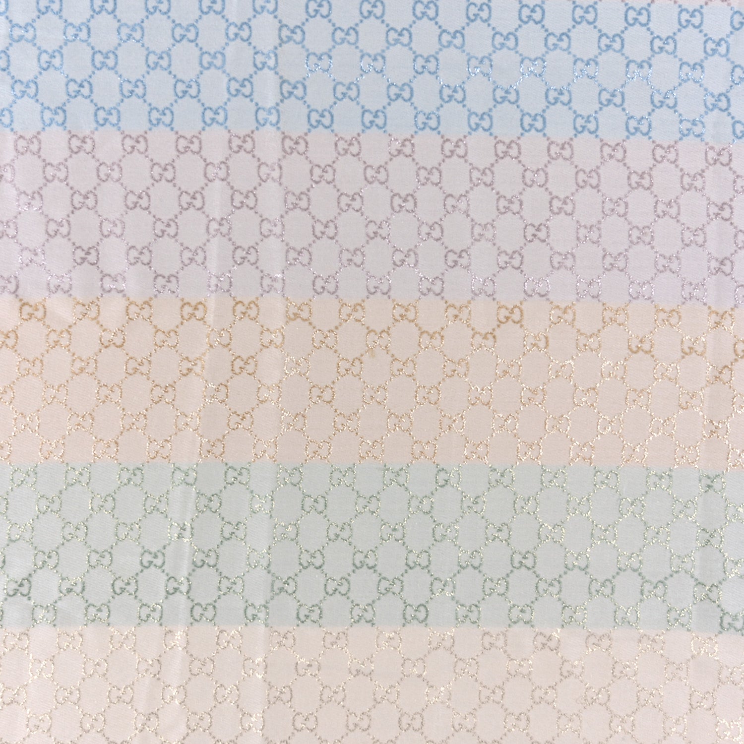 Gucci Viscose Cotton Silk Jacquard GG Monogram Shiny Summer Square Shawl Ivory Multicolor 3 of 7