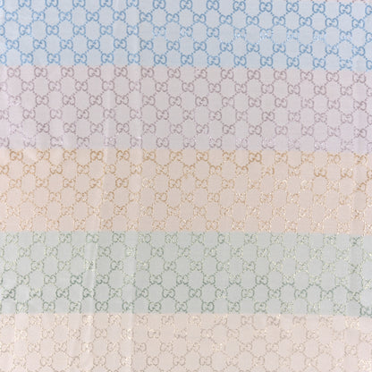 Gucci Viscose Cotton Silk Jacquard GG Monogram Shiny Summer Square Shawl Ivory Multicolor 3 of 7