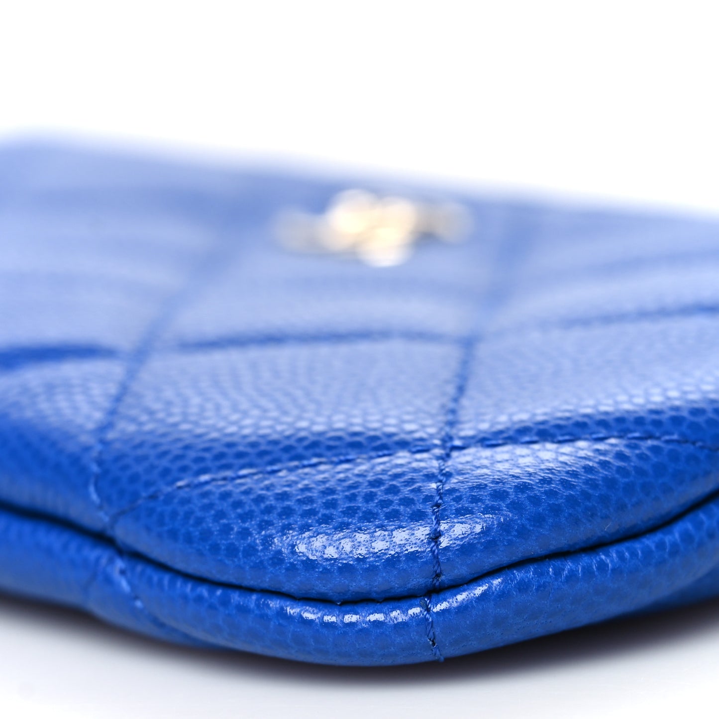 Caviar Quilted Small Cosmetic Case Blue