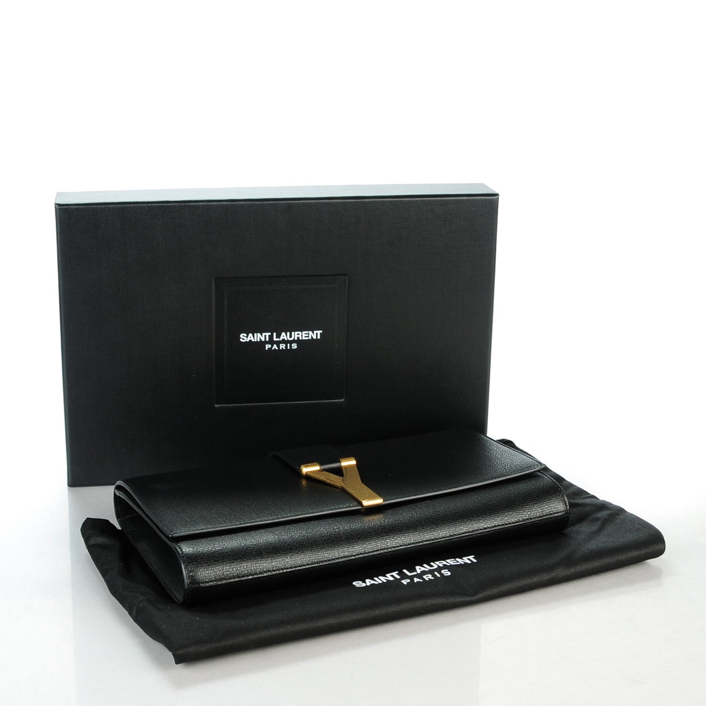 Textured Calfskin Classic Y Ligne Clutch Black