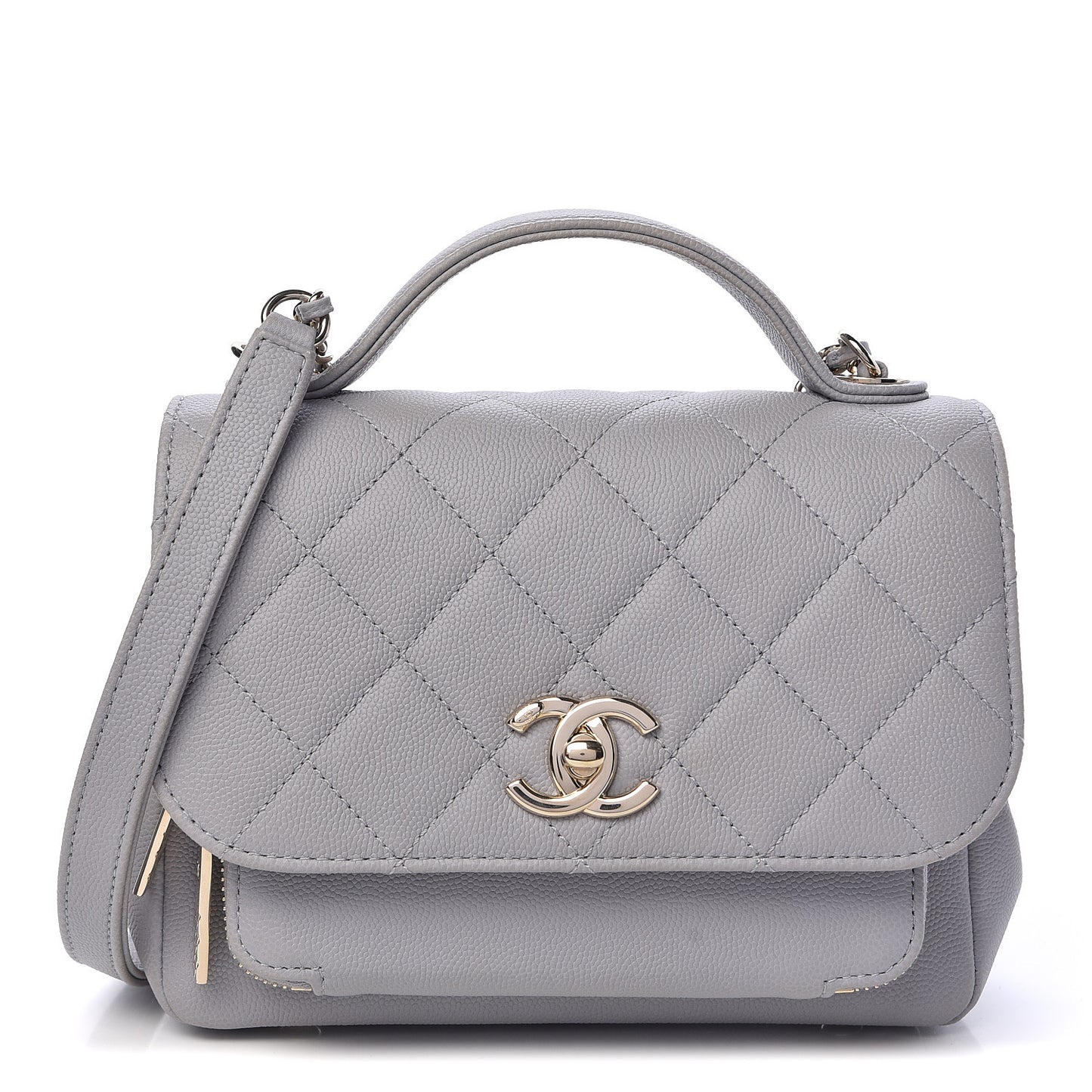 Caviar Quilted Small Business Affinity Flap Grey