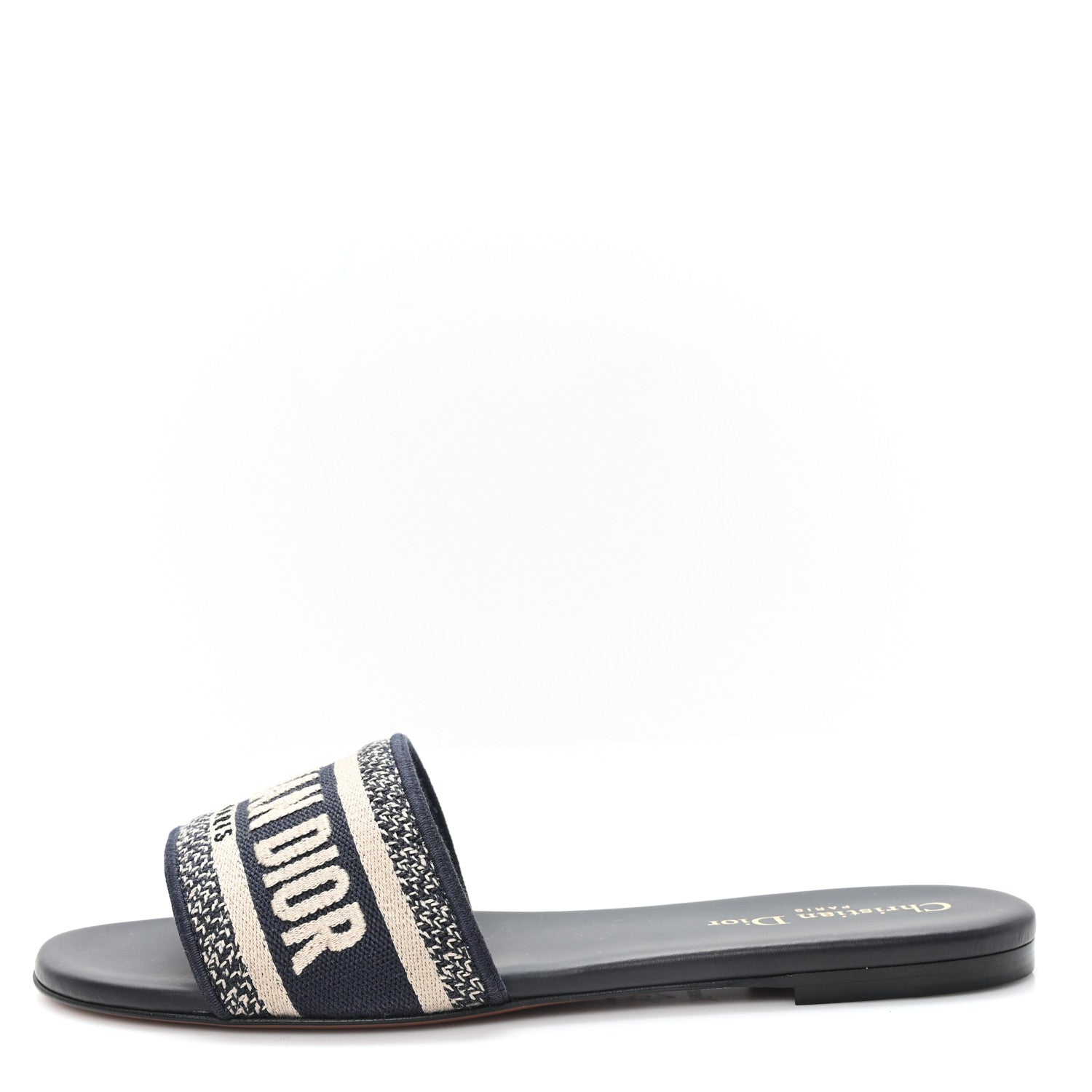 Christian Dior Canvas Embroidered Dway Mules Slide Sandals 38.5 Deep Blue 1 of 9