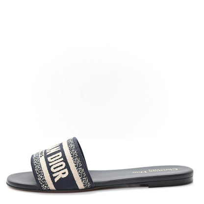 Christian Dior Canvas Embroidered Dway Mules Slide Sandals 38.5 Deep Blue 1 of 9