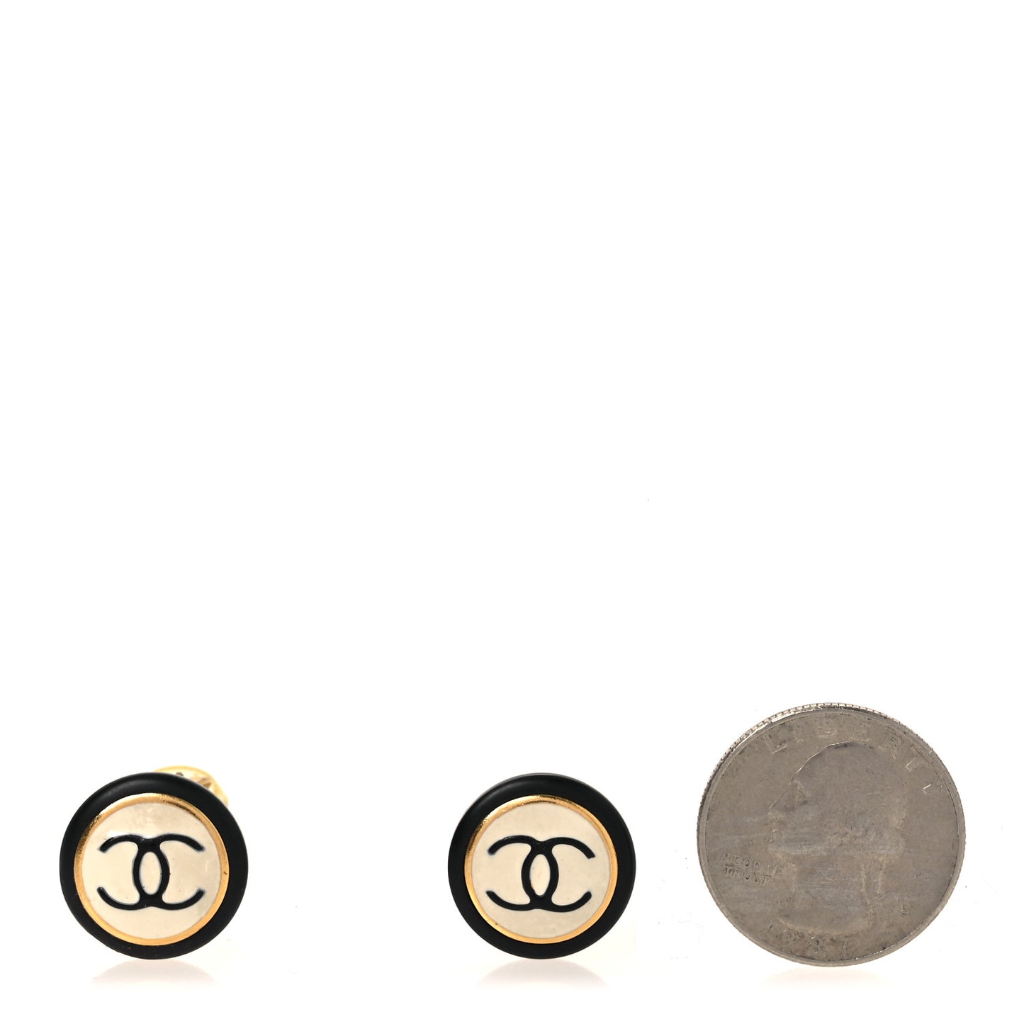 Resin CC Clip On Earrings Black White