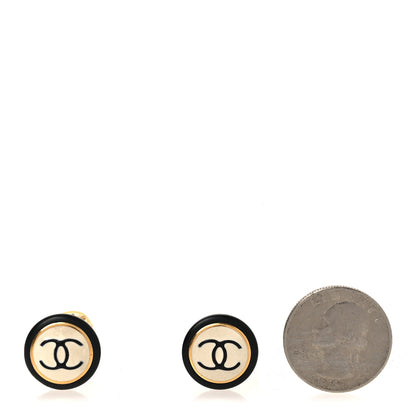 Chanel Resin CC Clip On Earrings Black White 2 of 5